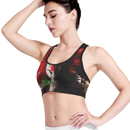 Halloween Smiling Clown Print Women's Sports Bra