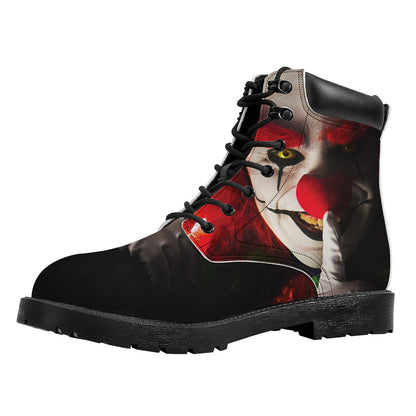 Halloween Smiling Clown Print Work Boots