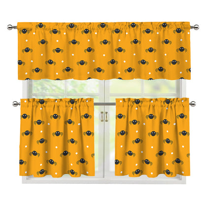 Halloween Spider Pattern Print 3 Piece Kitchen Curtains