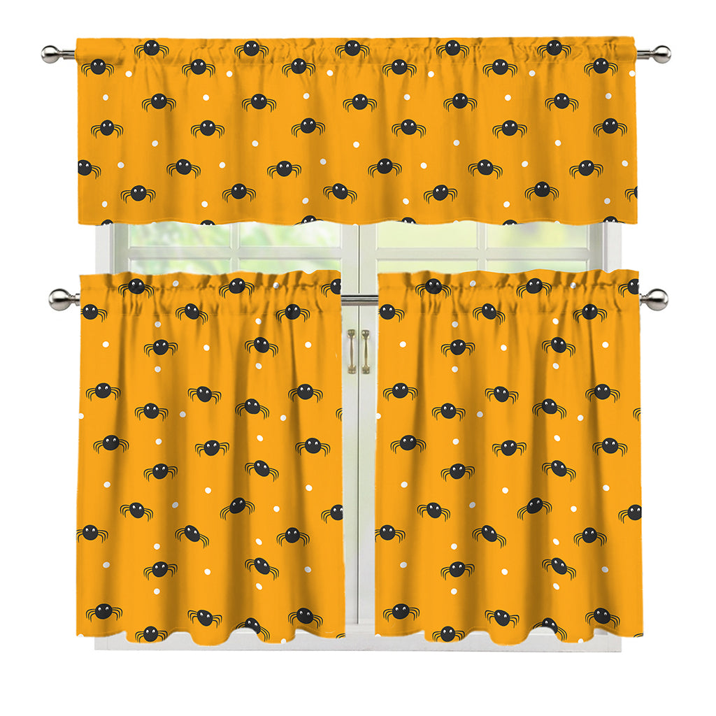 Halloween Spider Pattern Print 3 Piece Kitchen Curtains