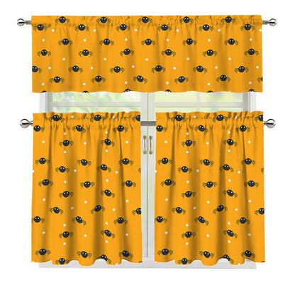 Halloween Spider Pattern Print 3 Piece Kitchen Curtains