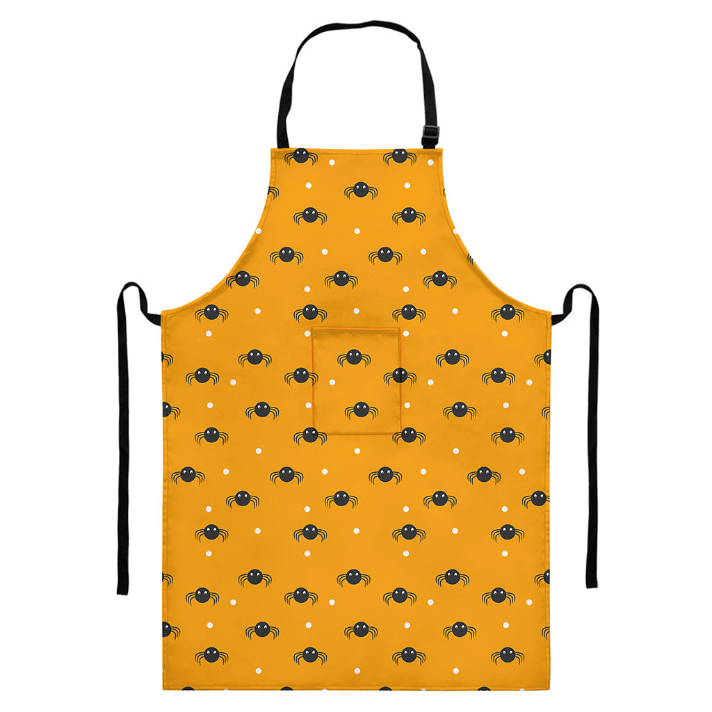 Halloween Spider Pattern Print Bib Apron With Pocket