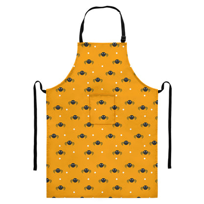 Halloween Spider Pattern Print Bib Apron With Pocket