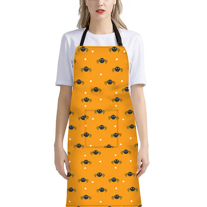 Halloween Spider Pattern Print Bib Apron With Pocket