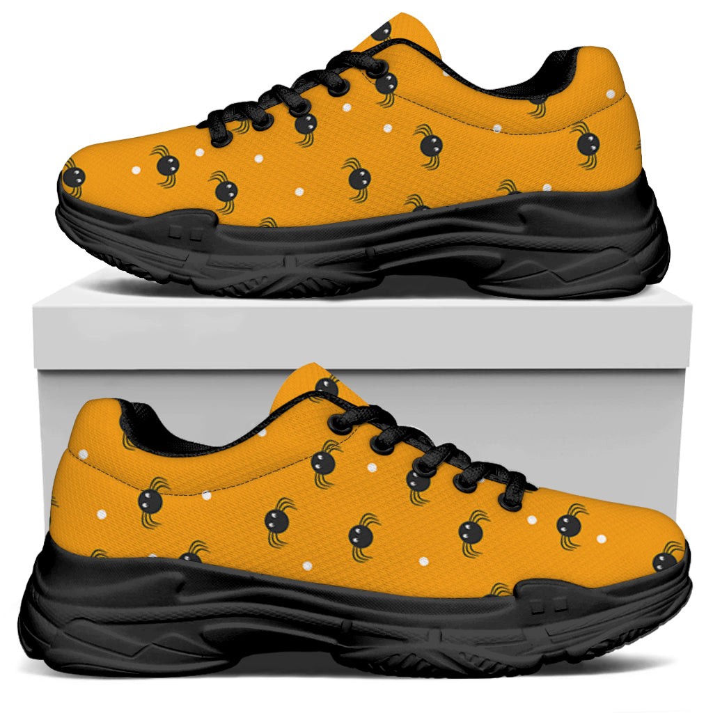 Halloween Spider Pattern Print Black Chunky Shoes