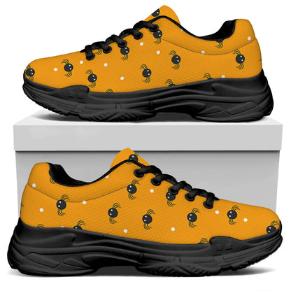 Halloween Spider Pattern Print Black Chunky Shoes