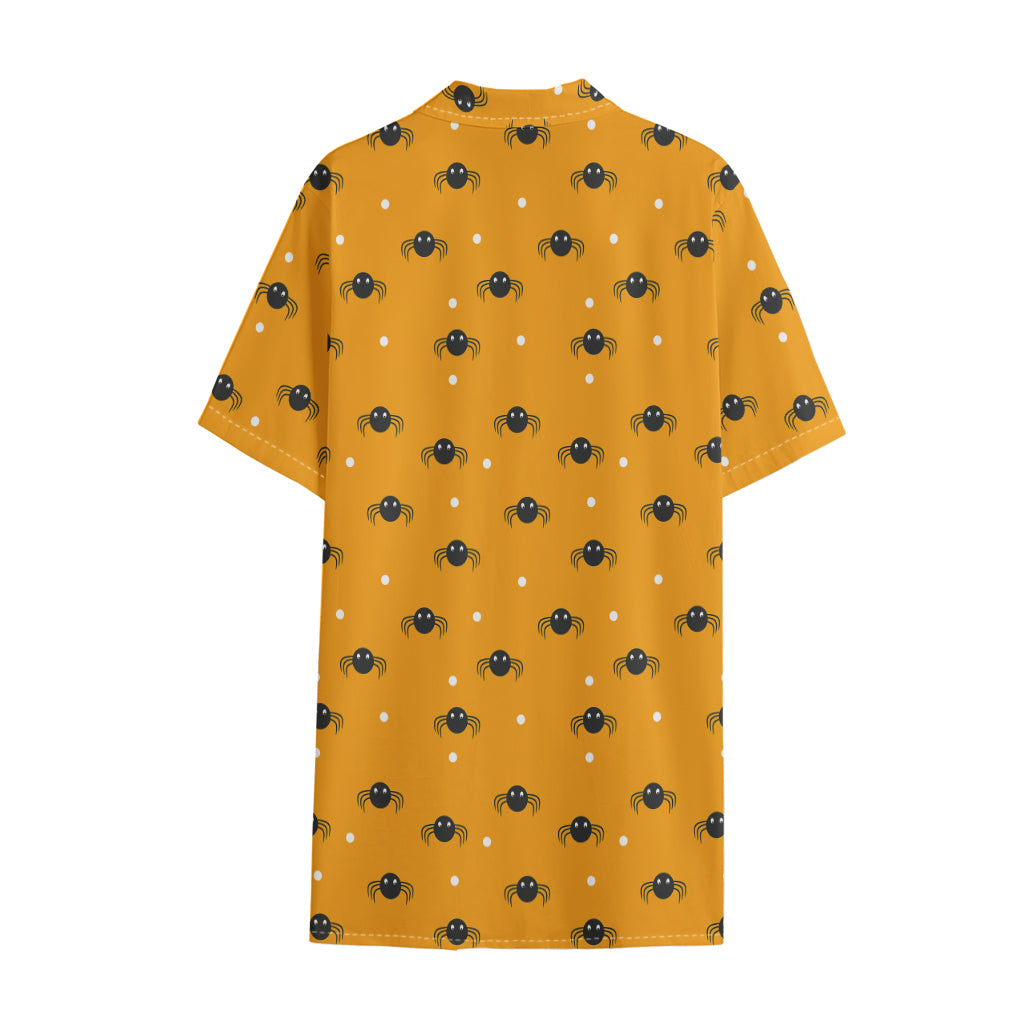 Halloween Spider Pattern Print Cotton Hawaiian Shirt