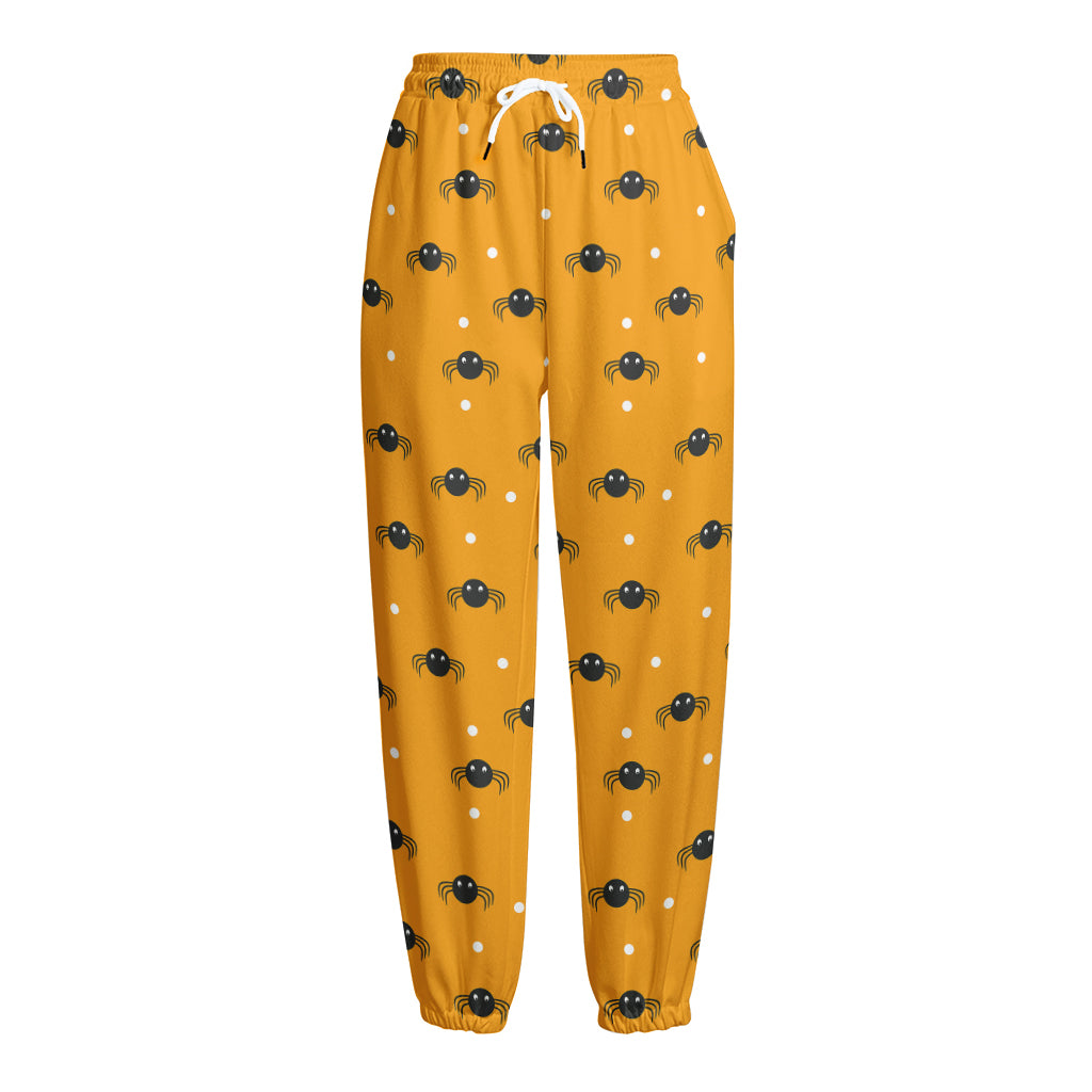 Halloween Spider Pattern Print Fleece Lined Knit Pants