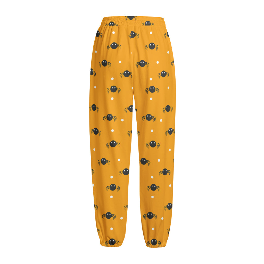Halloween Spider Pattern Print Fleece Lined Knit Pants