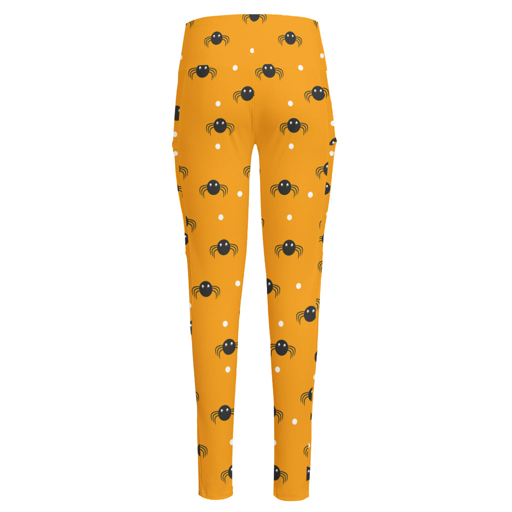 Halloween Spider Pattern Print High-Waisted Pocket Leggings