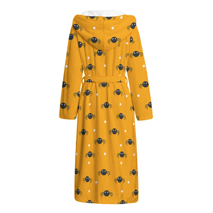 Halloween Spider Pattern Print Hooded Bathrobe