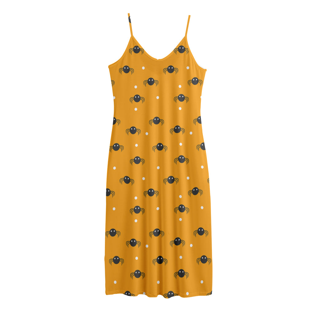 Halloween Spider Pattern Print Jersey Midi Cami Dress
