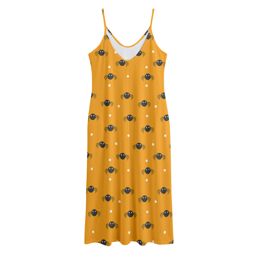 Halloween Spider Pattern Print Jersey Midi Cami Dress