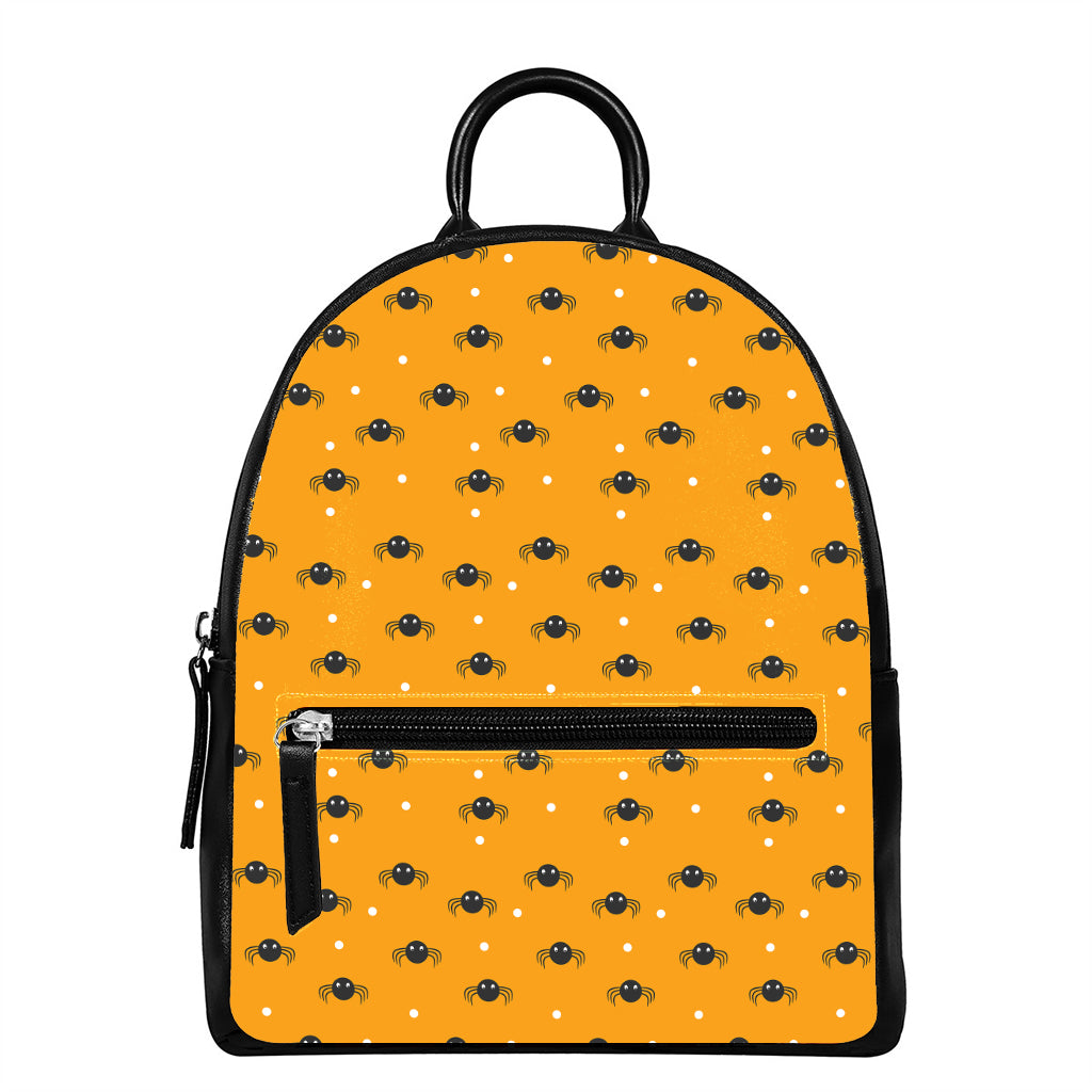 Halloween Spider Pattern Print Leather Backpack