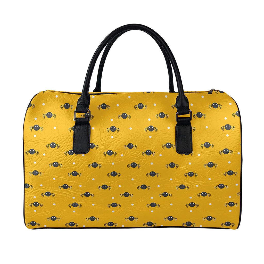 Halloween Spider Pattern Print Leather Duffle Bag
