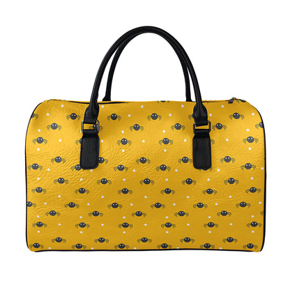 Halloween Spider Pattern Print Leather Duffle Bag