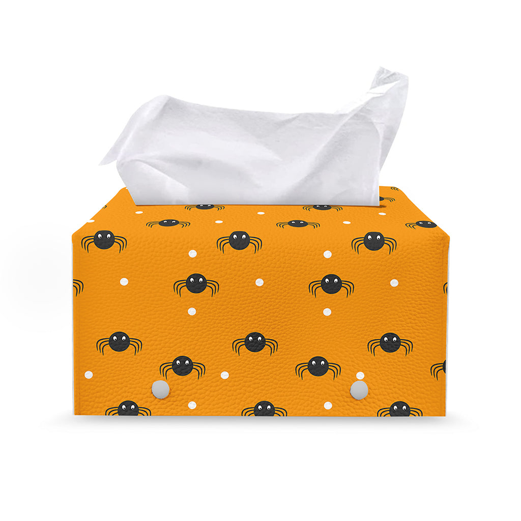 Halloween Spider Pattern Print Leather Tissue Box Cover