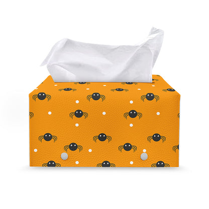 Halloween Spider Pattern Print Leather Tissue Box Cover