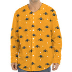 Halloween Spider Pattern Print Long Sleeve Baseball Jersey