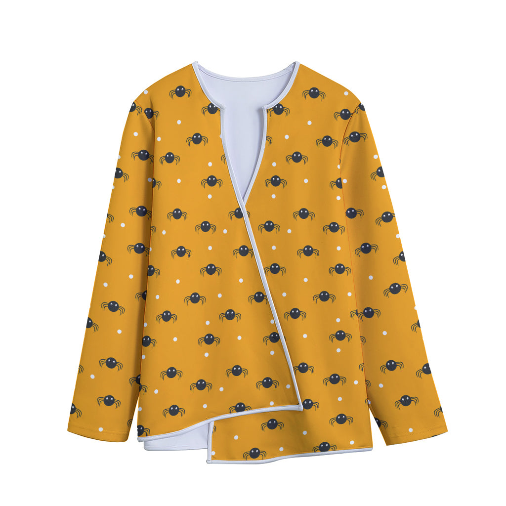 Halloween Spider Pattern Print Long Sleeve Short Coat