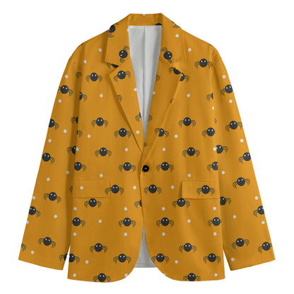 Halloween Spider Pattern Print Men's Cotton Blazer
