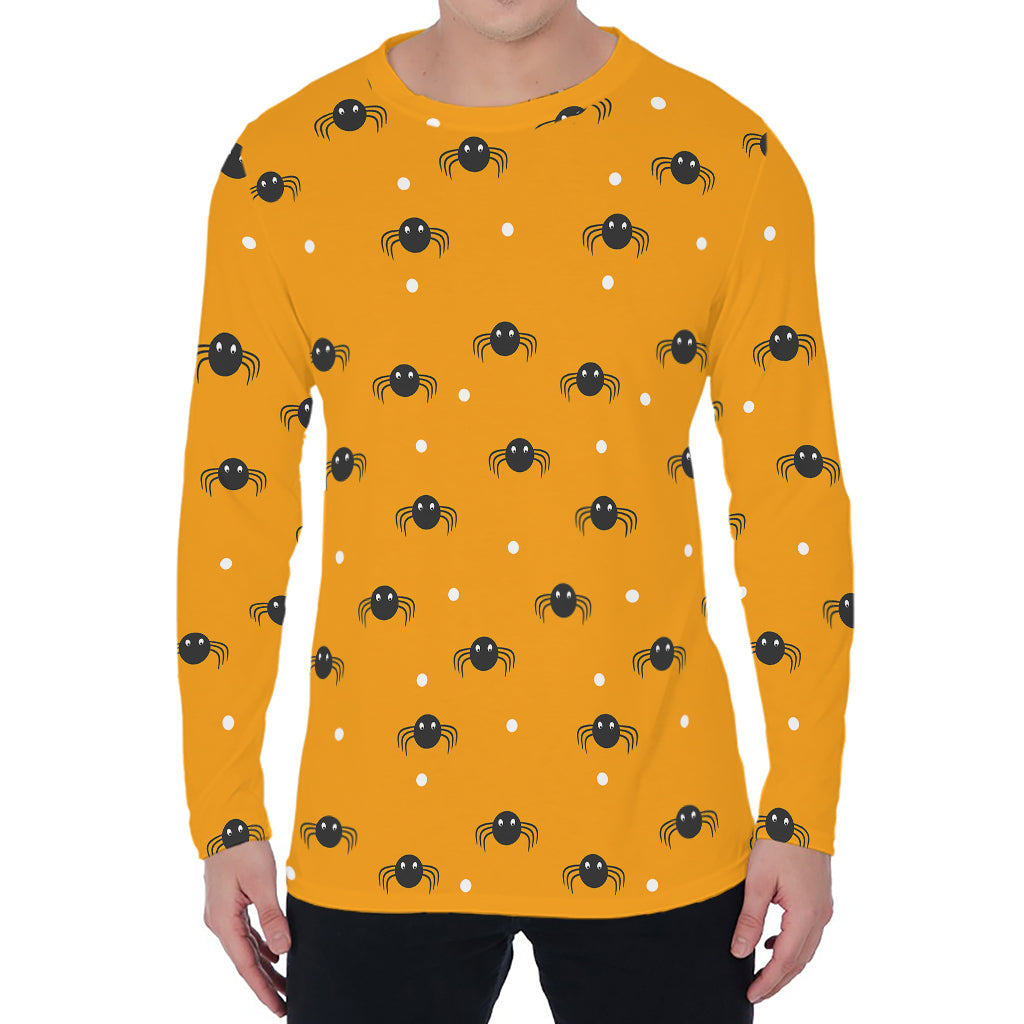 Halloween Spider Pattern Print Men's Long Sleeve T-Shirt