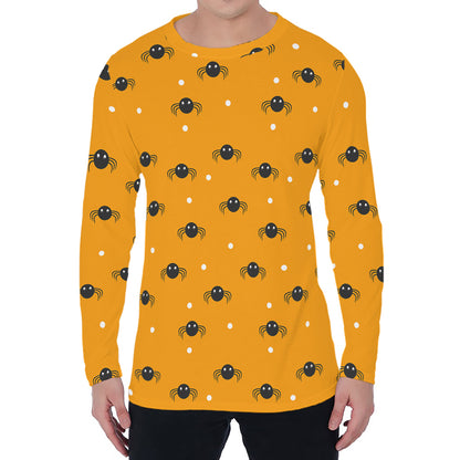 Halloween Spider Pattern Print Men's Long Sleeve T-Shirt