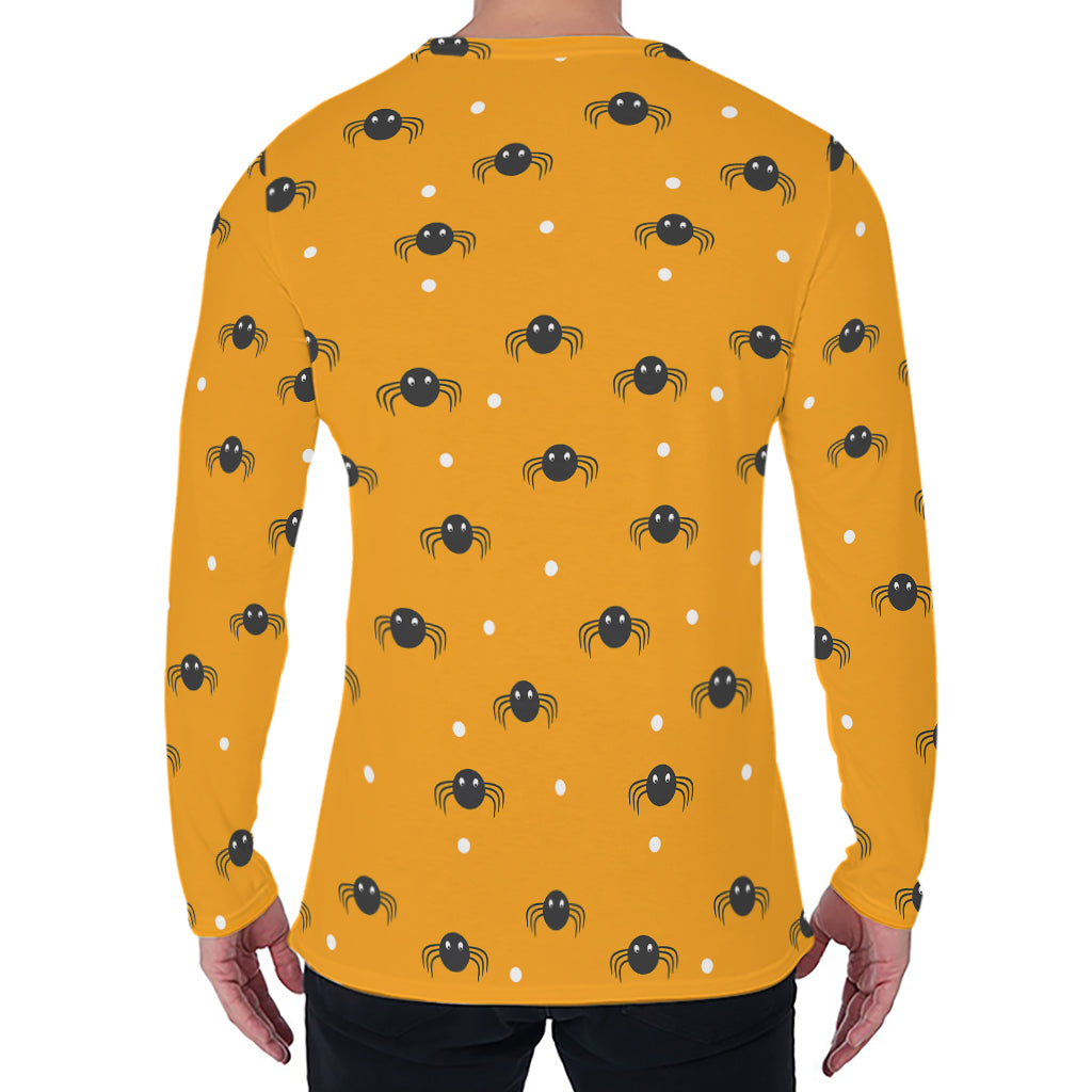 Halloween Spider Pattern Print Men's Long Sleeve T-Shirt
