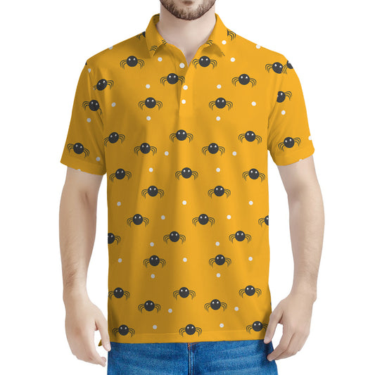 Halloween Spider Pattern Print Men's Polo Shirt