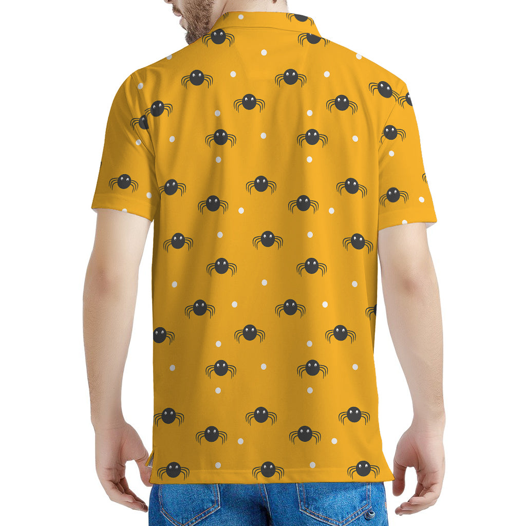Halloween Spider Pattern Print Men's Polo Shirt
