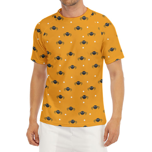 Halloween Spider Pattern Print Men's Short Sleeve Rash Guard