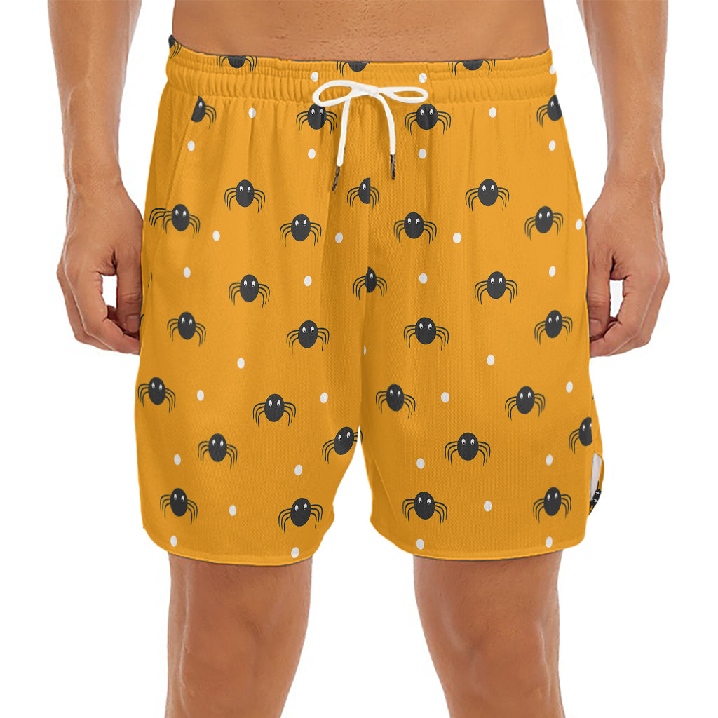 Halloween Spider Pattern Print Men's Split Running Shorts