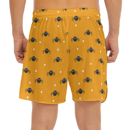 Halloween Spider Pattern Print Men's Split Running Shorts