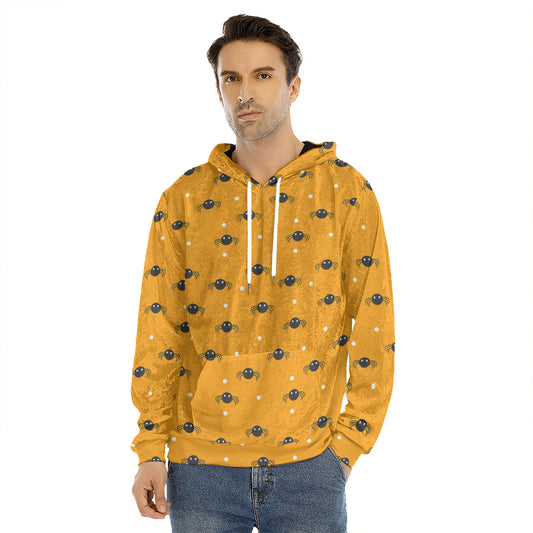 Halloween Spider Pattern Print Men's Velvet Pullover Hoodie