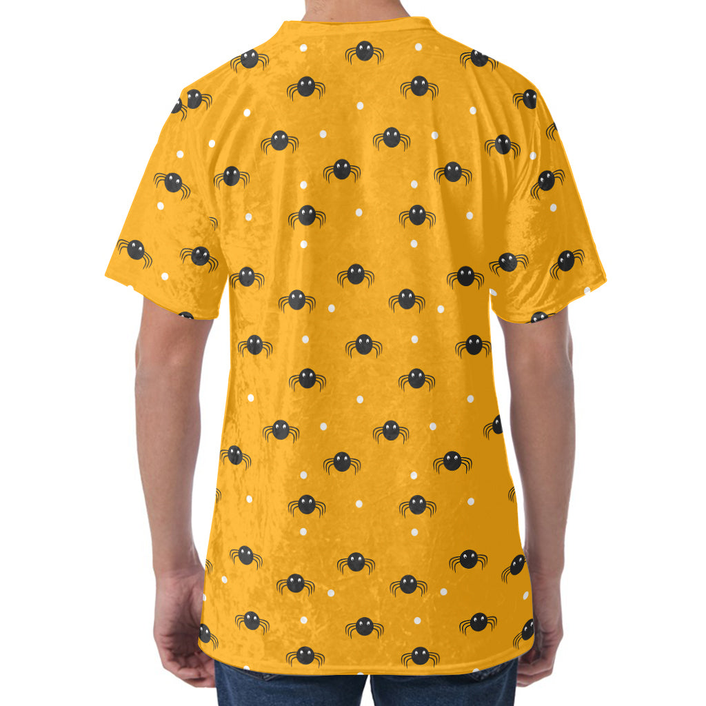 Halloween Spider Pattern Print Men's Velvet T-Shirt