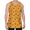 Halloween Spider Pattern Print Men's Velvet Tank Top