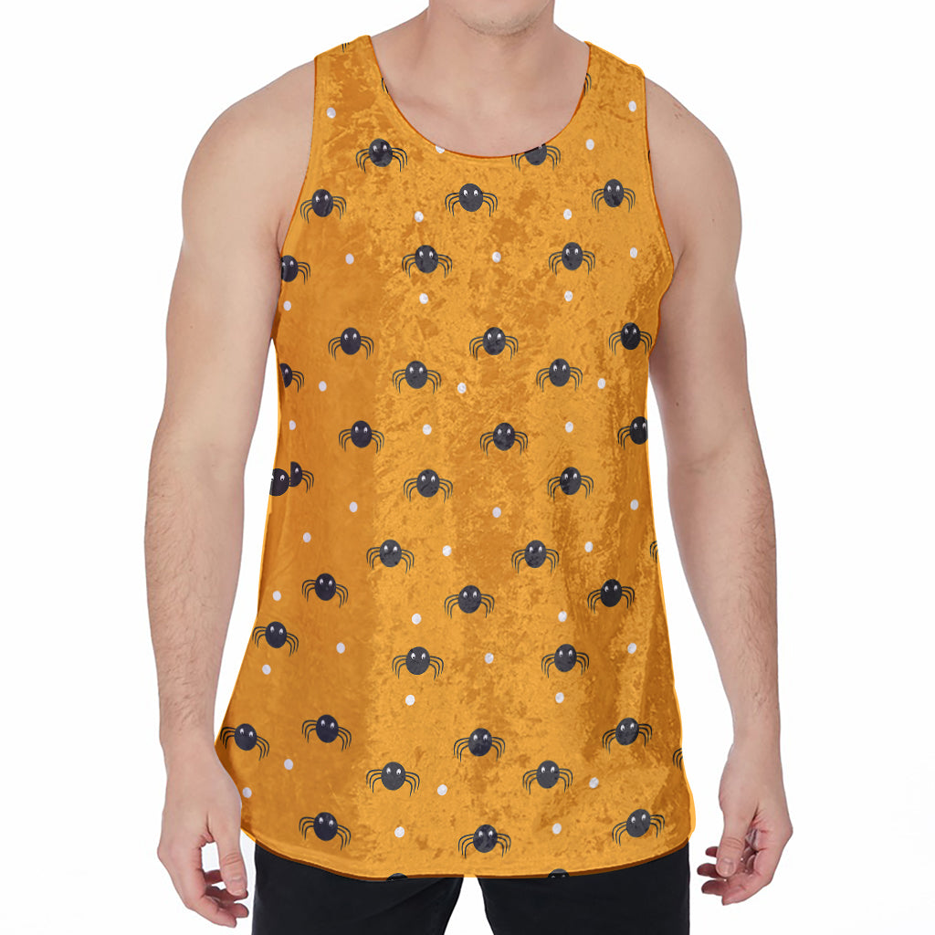 Halloween Spider Pattern Print Men's Velvet Tank Top