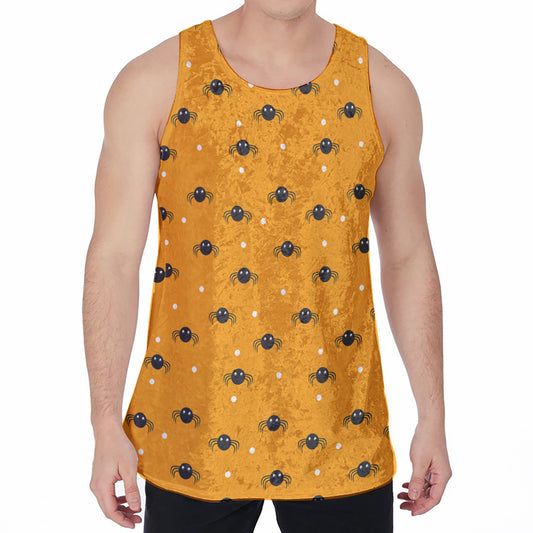 Halloween Spider Pattern Print Men's Velvet Tank Top