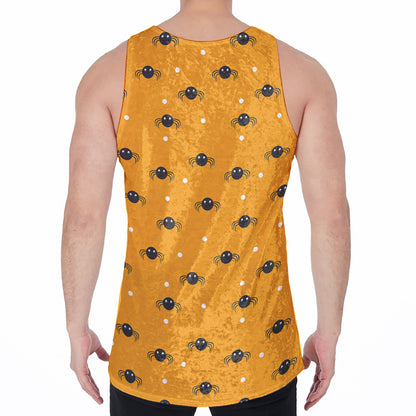 Halloween Spider Pattern Print Men's Velvet Tank Top