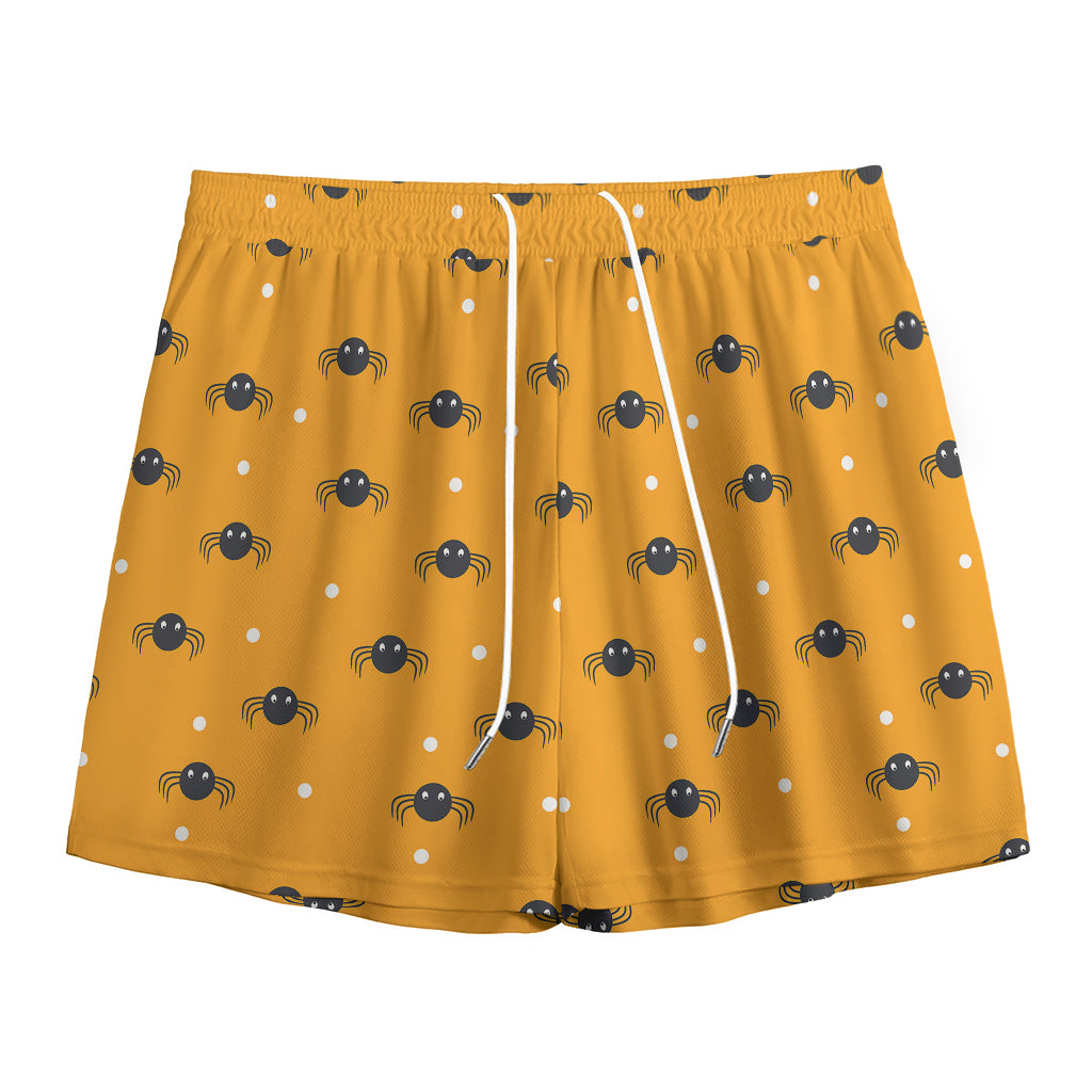 Halloween Spider Pattern Print Mesh Shorts