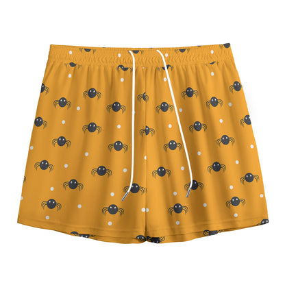 Halloween Spider Pattern Print Mesh Shorts