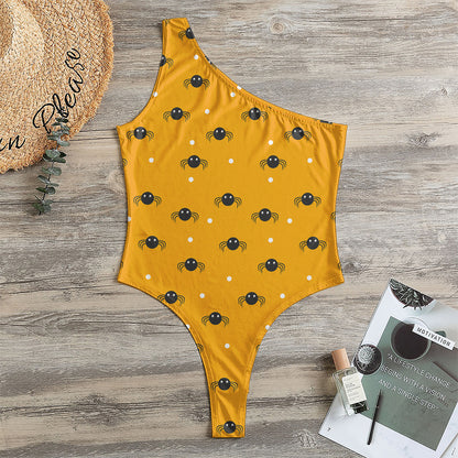 Halloween Spider Pattern Print One Shoulder Bodysuit