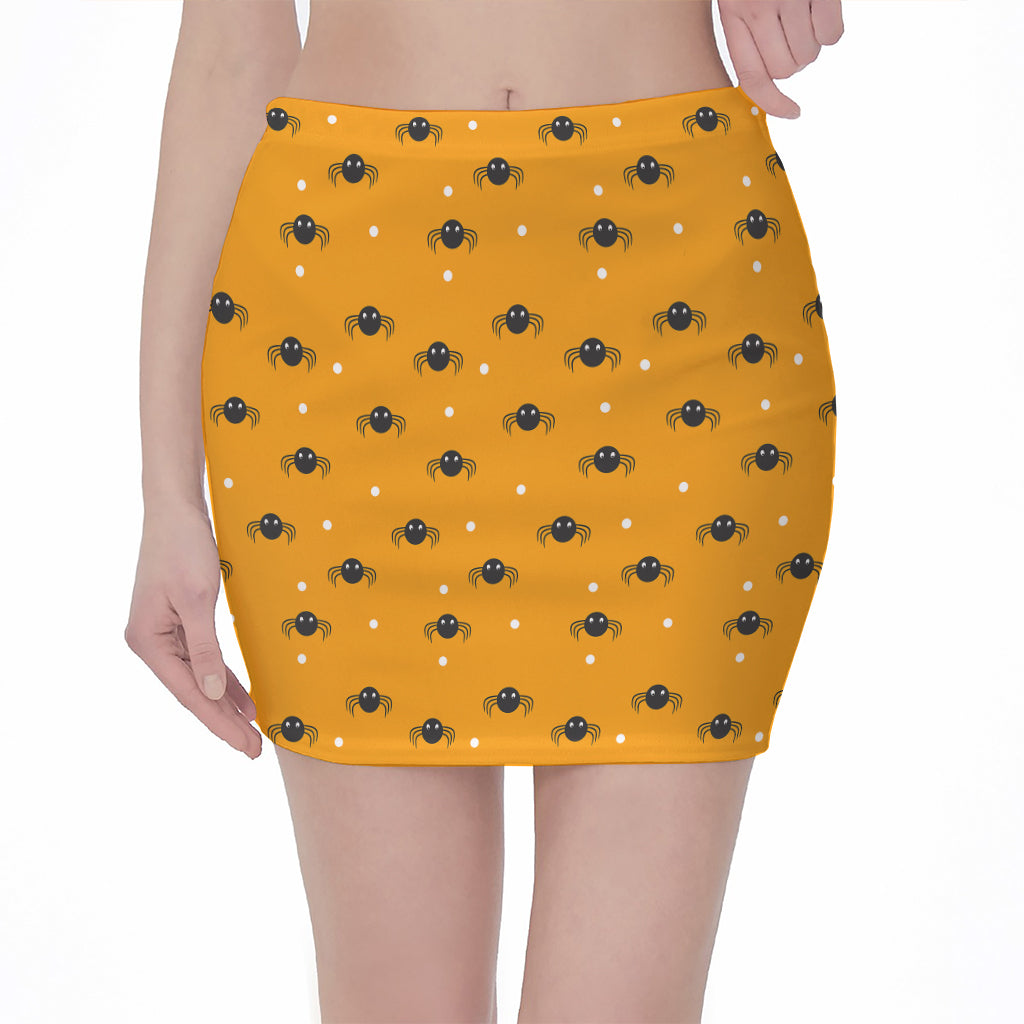 Halloween Spider Pattern Print Pencil Mini Skirt