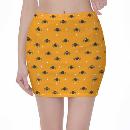 Halloween Spider Pattern Print Pencil Mini Skirt