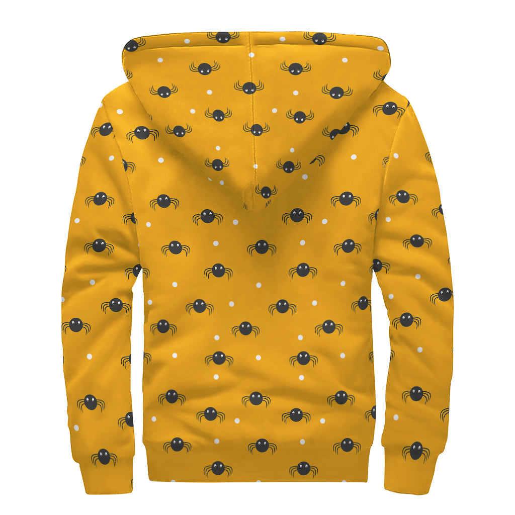 Halloween Spider Pattern Print Sherpa Lined Zip Up Hoodie