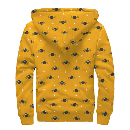 Halloween Spider Pattern Print Sherpa Lined Zip Up Hoodie