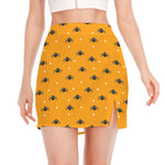 Halloween Spider Pattern Print Side Slit Mini Skirt