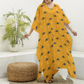 Halloween Spider Pattern Print Silk V-Neck Kaftan Dress