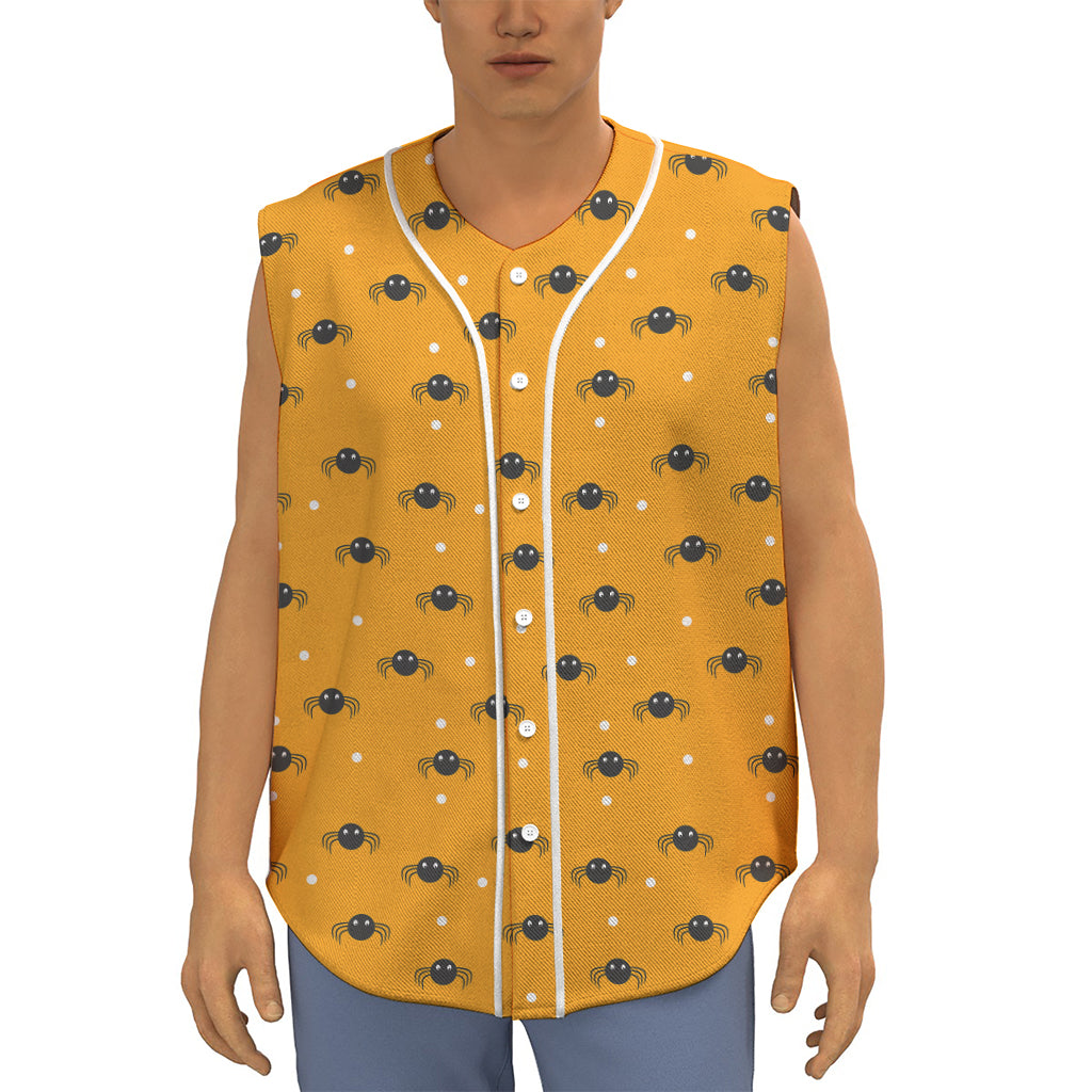 Halloween Spider Pattern Print Sleeveless Baseball Jersey