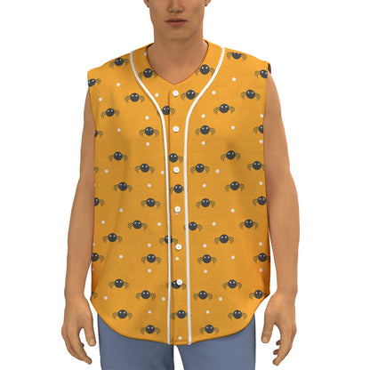 Halloween Spider Pattern Print Sleeveless Baseball Jersey